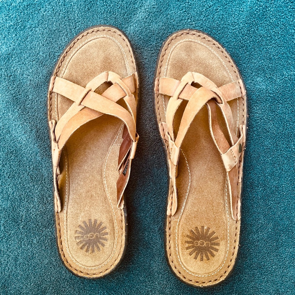 UGG Tan Sandals with Decorative Straps